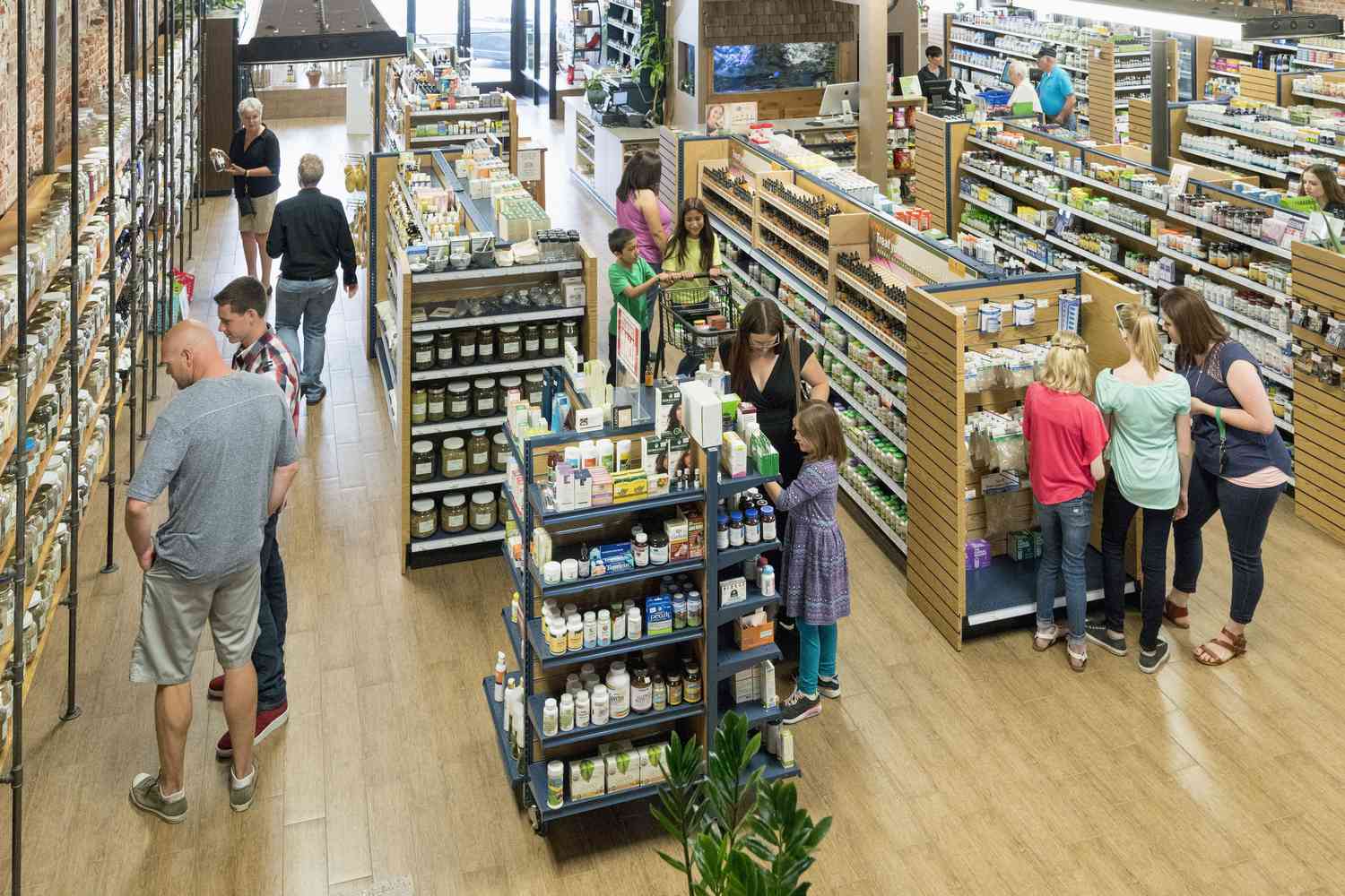 Customers shopping in a nutrition store