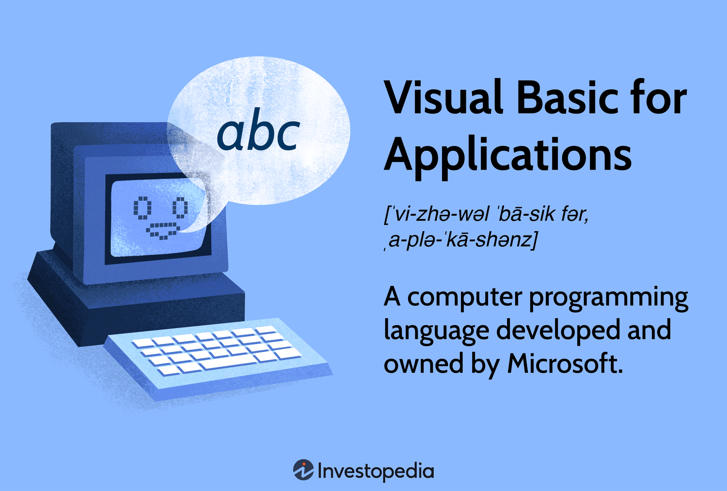 Visual Basic for Applications: A computer programming language developed and owned by Microsoft.