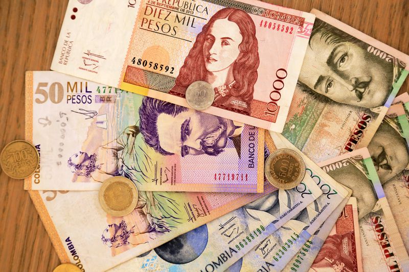 Paper currency and coins of Colombia