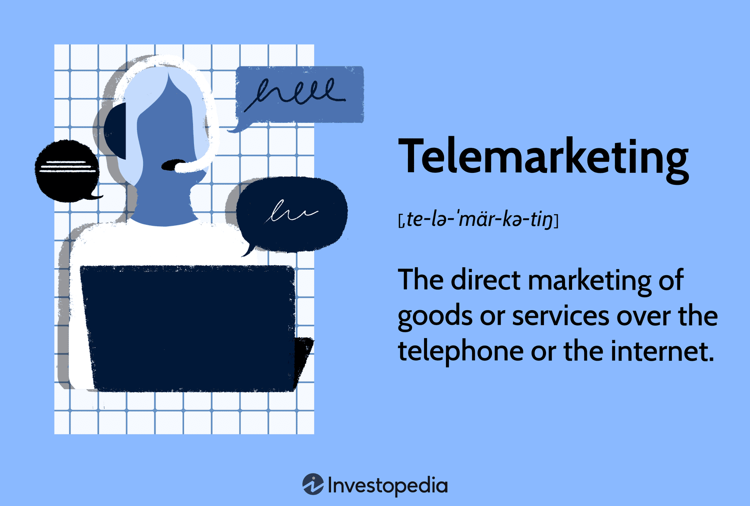 Telemarketing: The direct marketing of goods or services over the telephone or the internet.