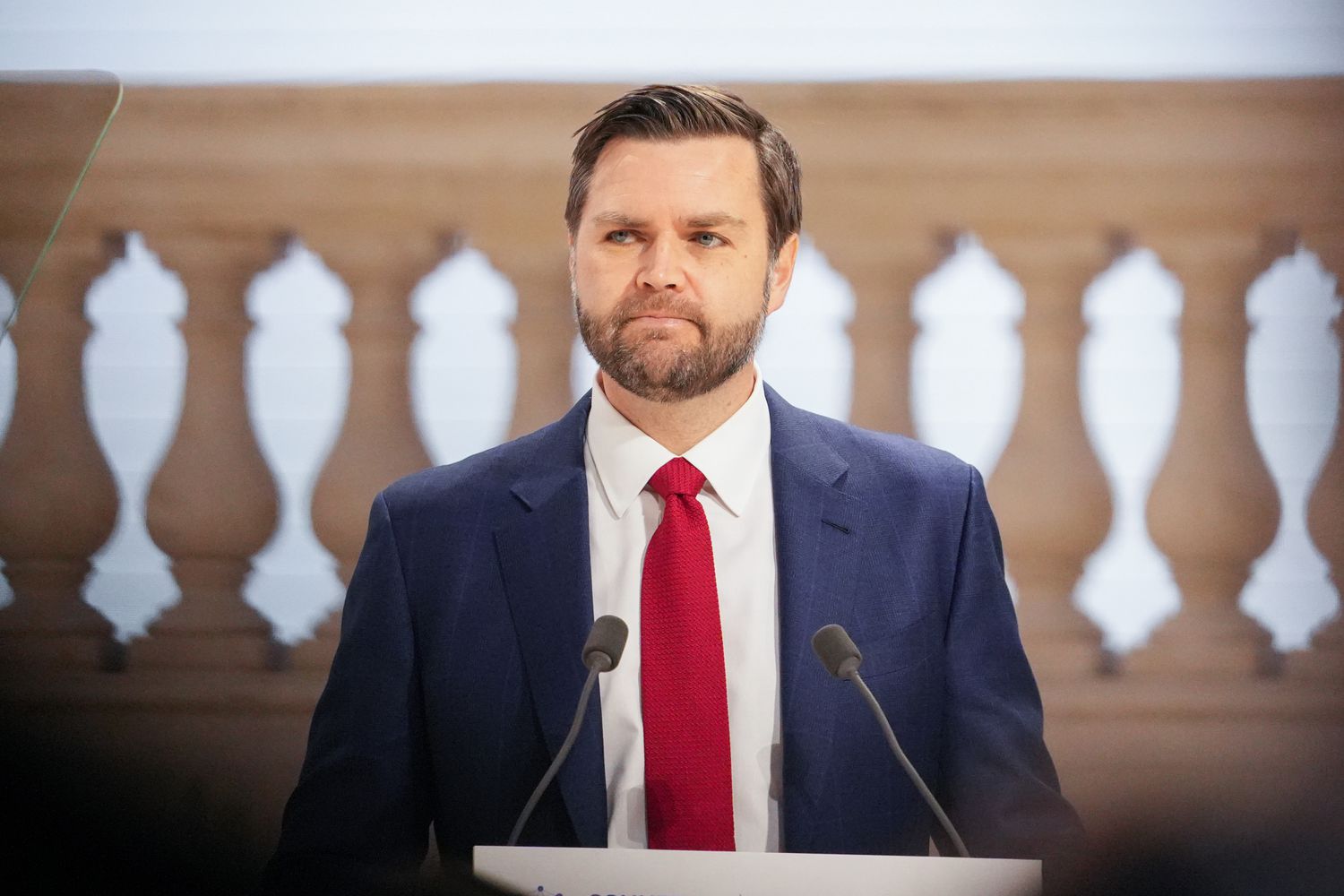 U.S. Vice President JD Vance speaks Feb. 11, 2025, at the AI Action Summit in Paris