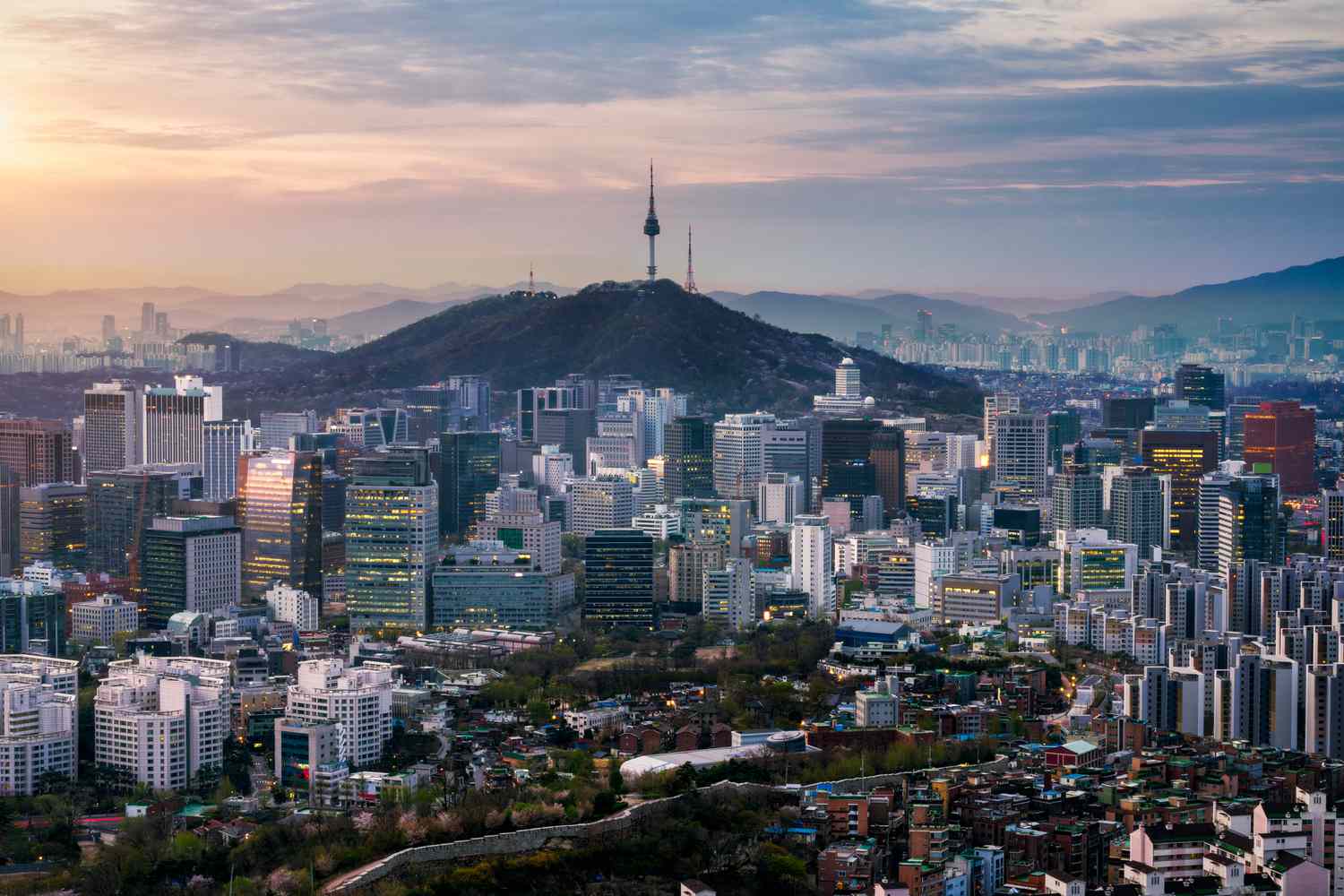 Sunrise over downtown Seoul