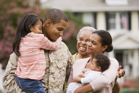 Military father with family
