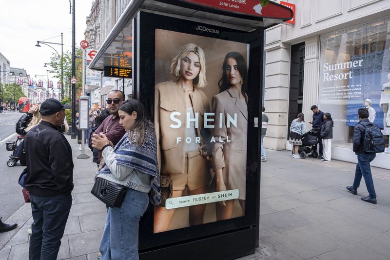 Bus stop advertising for Chinese fashion company Shein in London. 