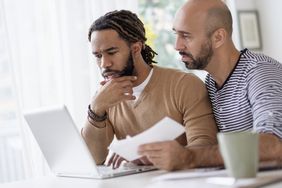 Couple paying bills