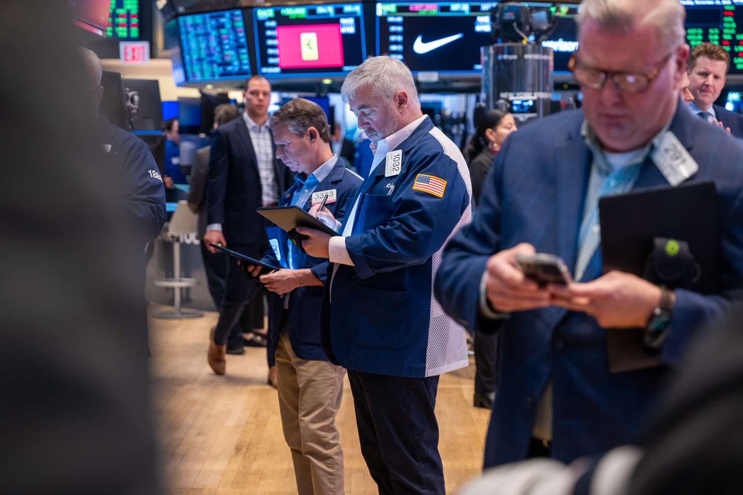 Traders work on the floor of the New York Stock Exchange (NYSE).