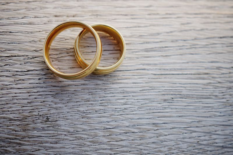 A pair of gold wedding rings