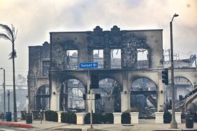 A burned building on Sunset Boulevard.