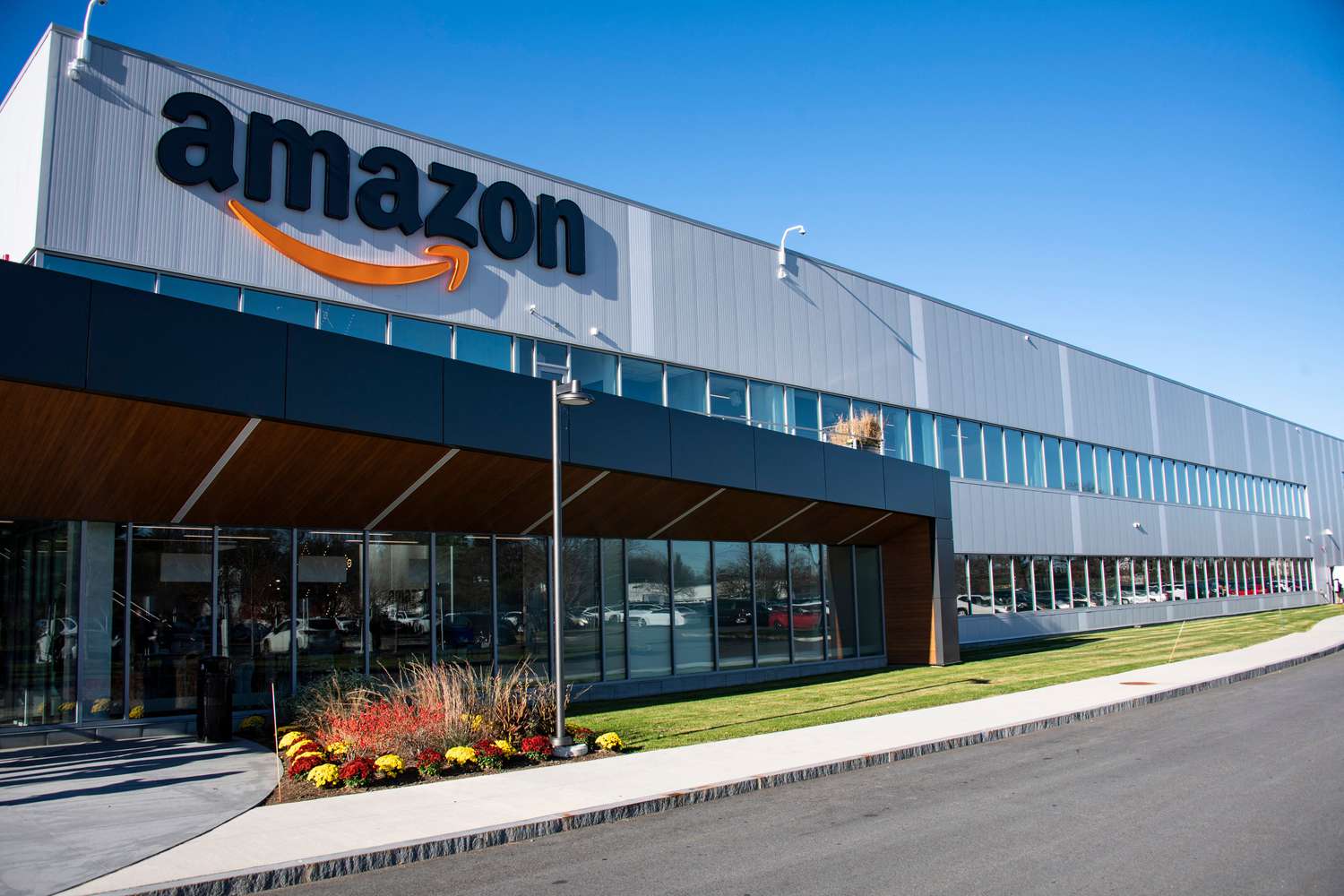 Street view of an Amazon warehouse