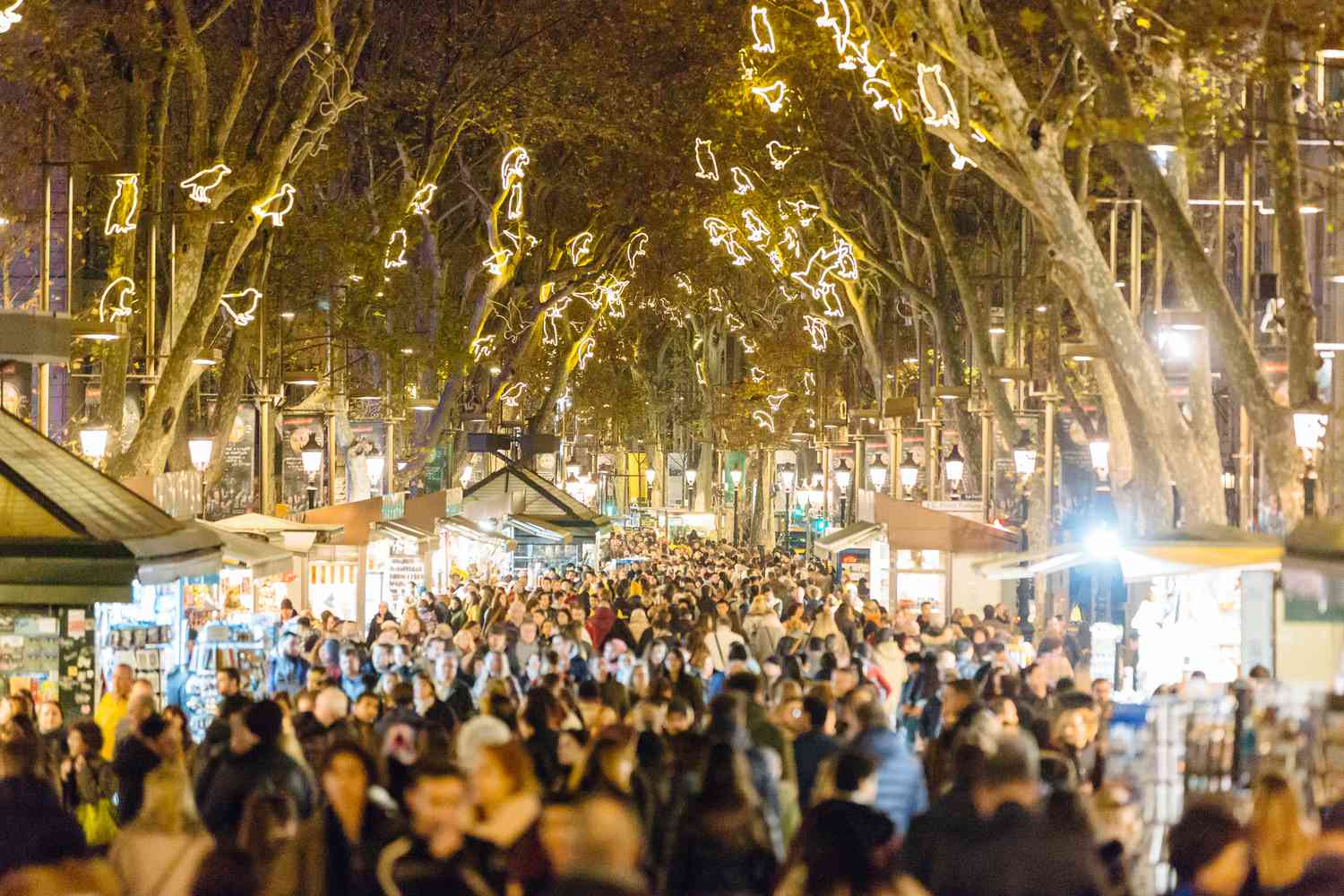 A vast multitude of people at Christmas in Bacelona, Spain