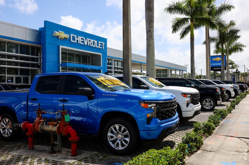 New vehicles displayed for sale at a General Motors Co. Chevrolet dealership in Miami
