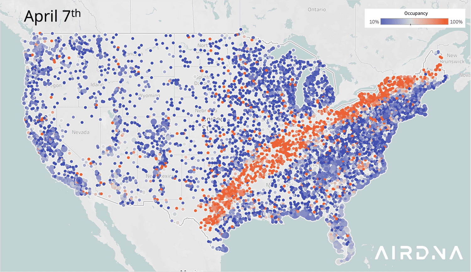 Occupancy rates for short-term rentals in the path of the solar eclipse