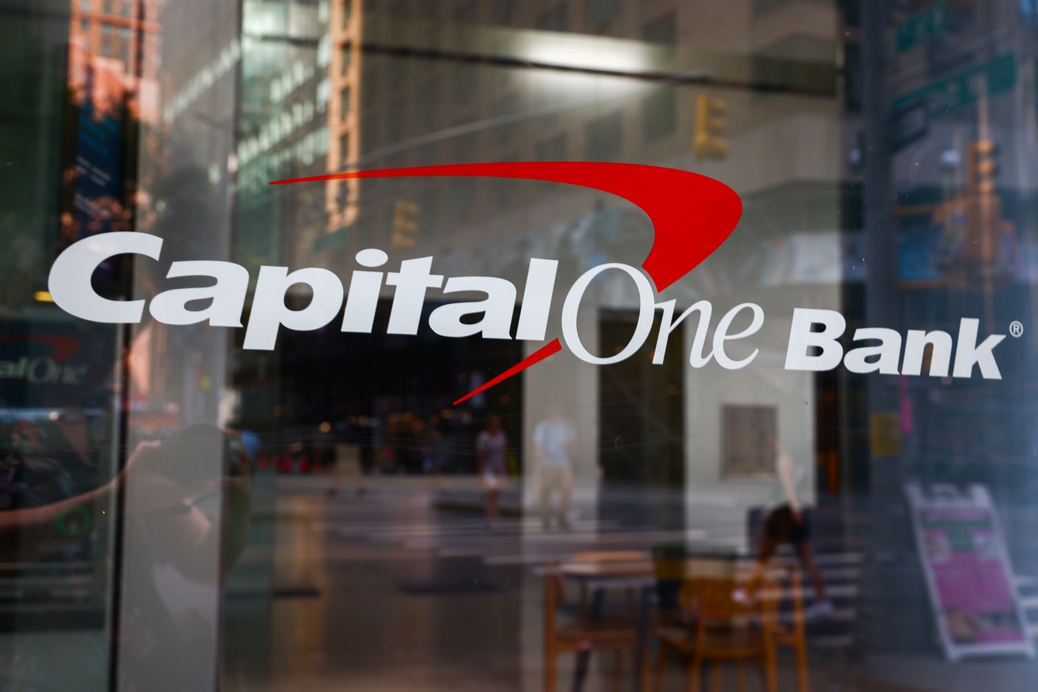 A Capital One Bank logo displayed in a window