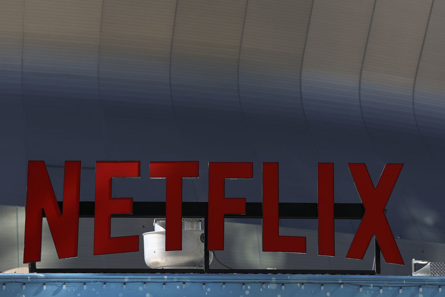 The Netflix logo on the top of a food truck in New Orleans, Louisiana