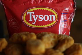 Tyson logo is displayed on a bag of frozen chicken nuggets