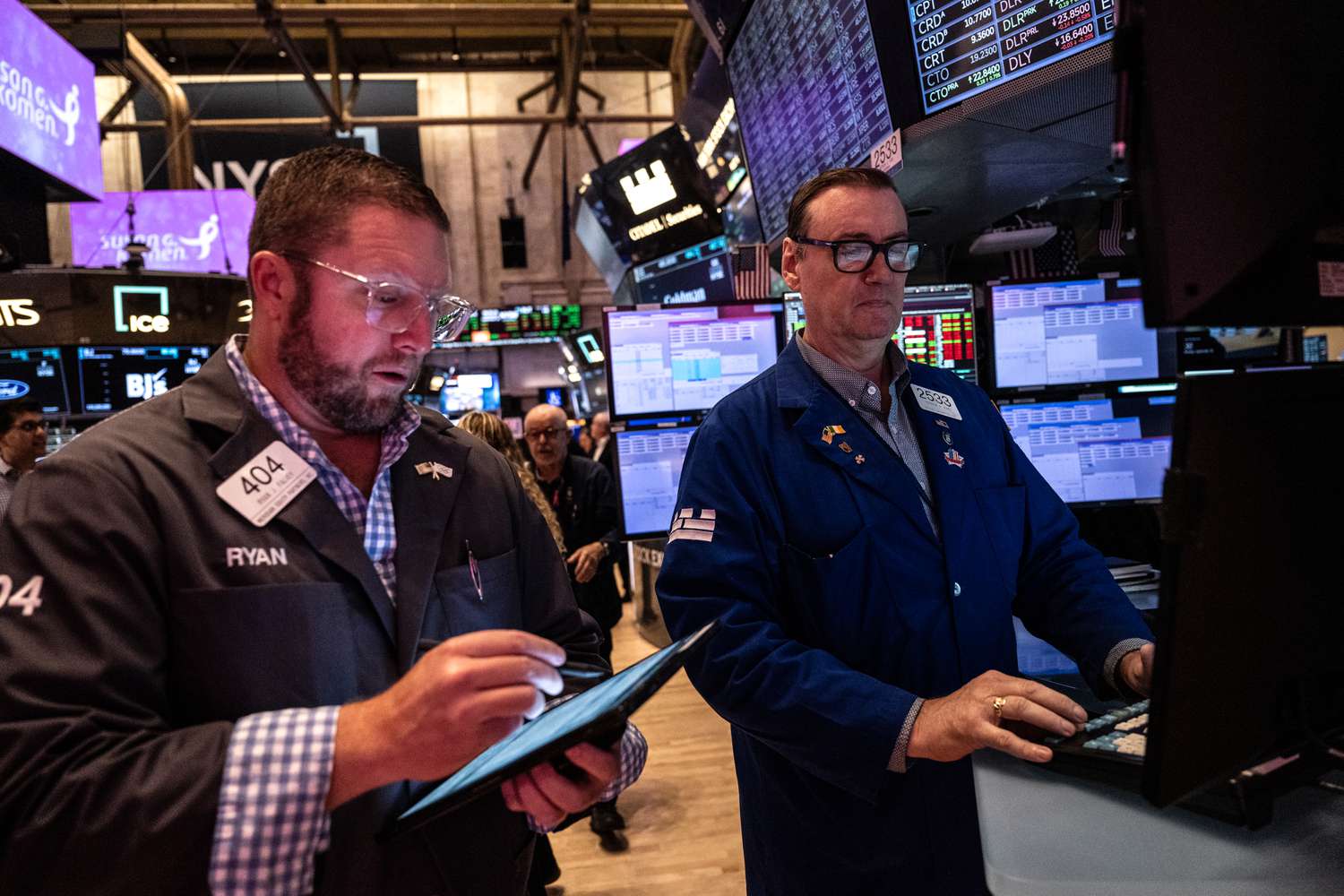  Traders work on the floor of the New York Stock Exchange 