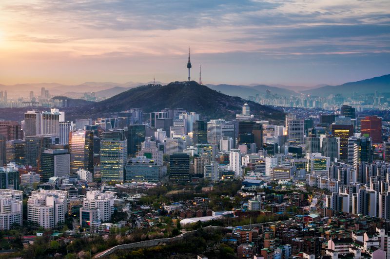 Sunrise over downtown Seoul