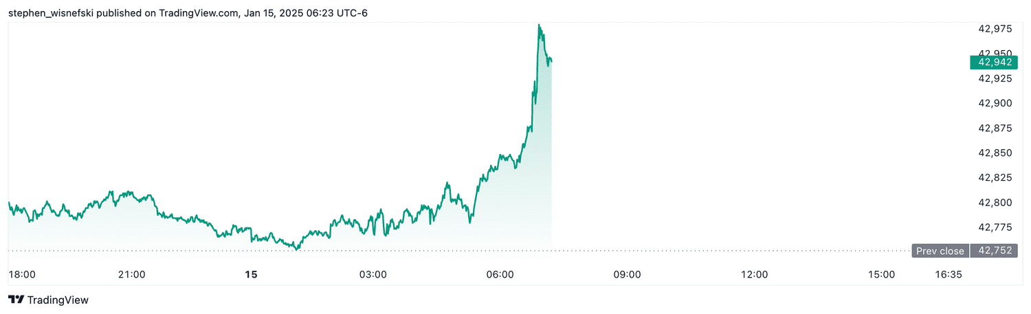 DJIA futures - Jan. 15, 2025