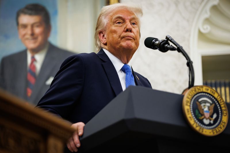 US President Donald Trump in an event at the Oval Office.