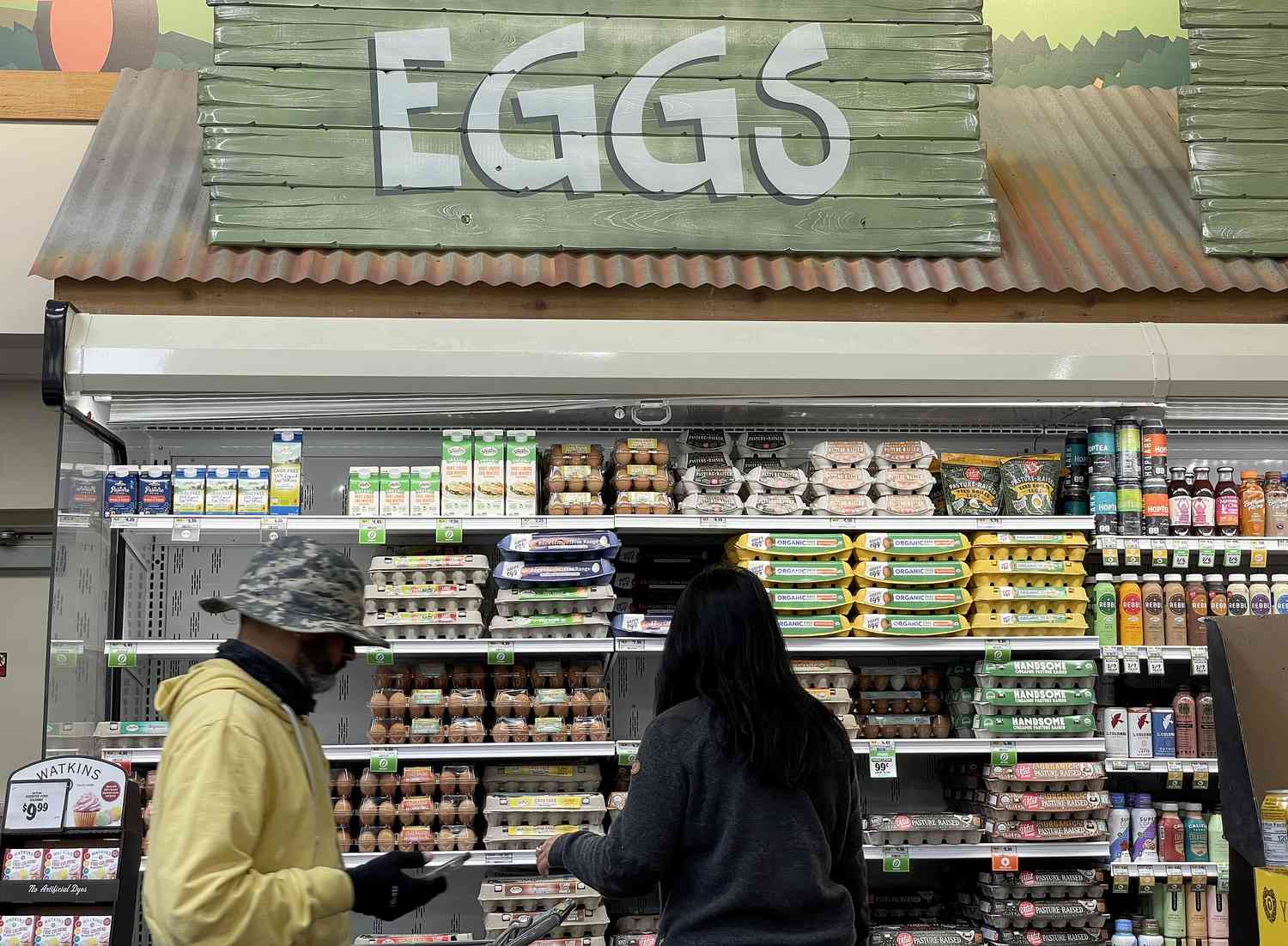 Customers shop for eggs at a Sprouts grocery store on April 12, 2023 in San Rafael, California.