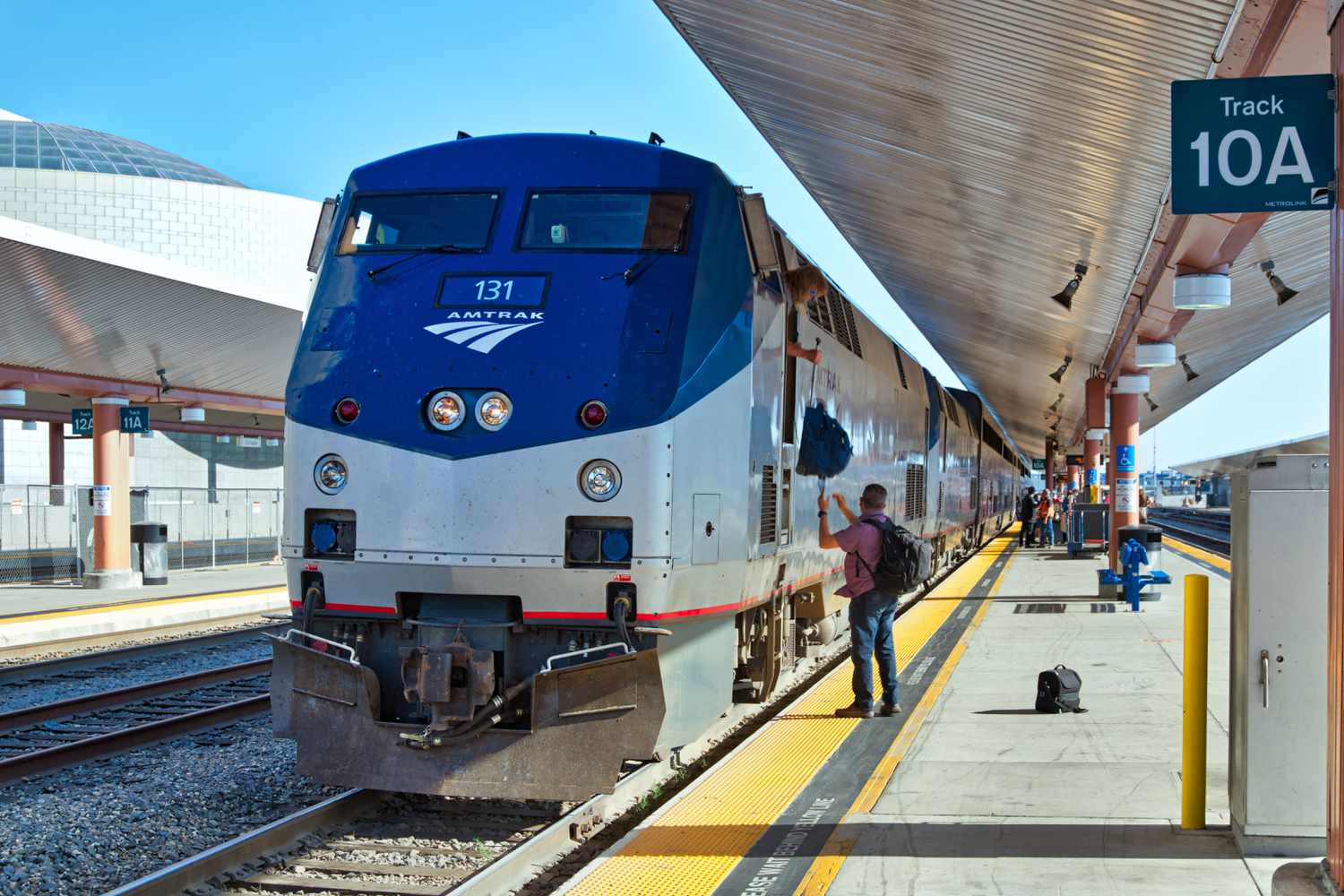 Amtrak train at Los Angeles Union Station.