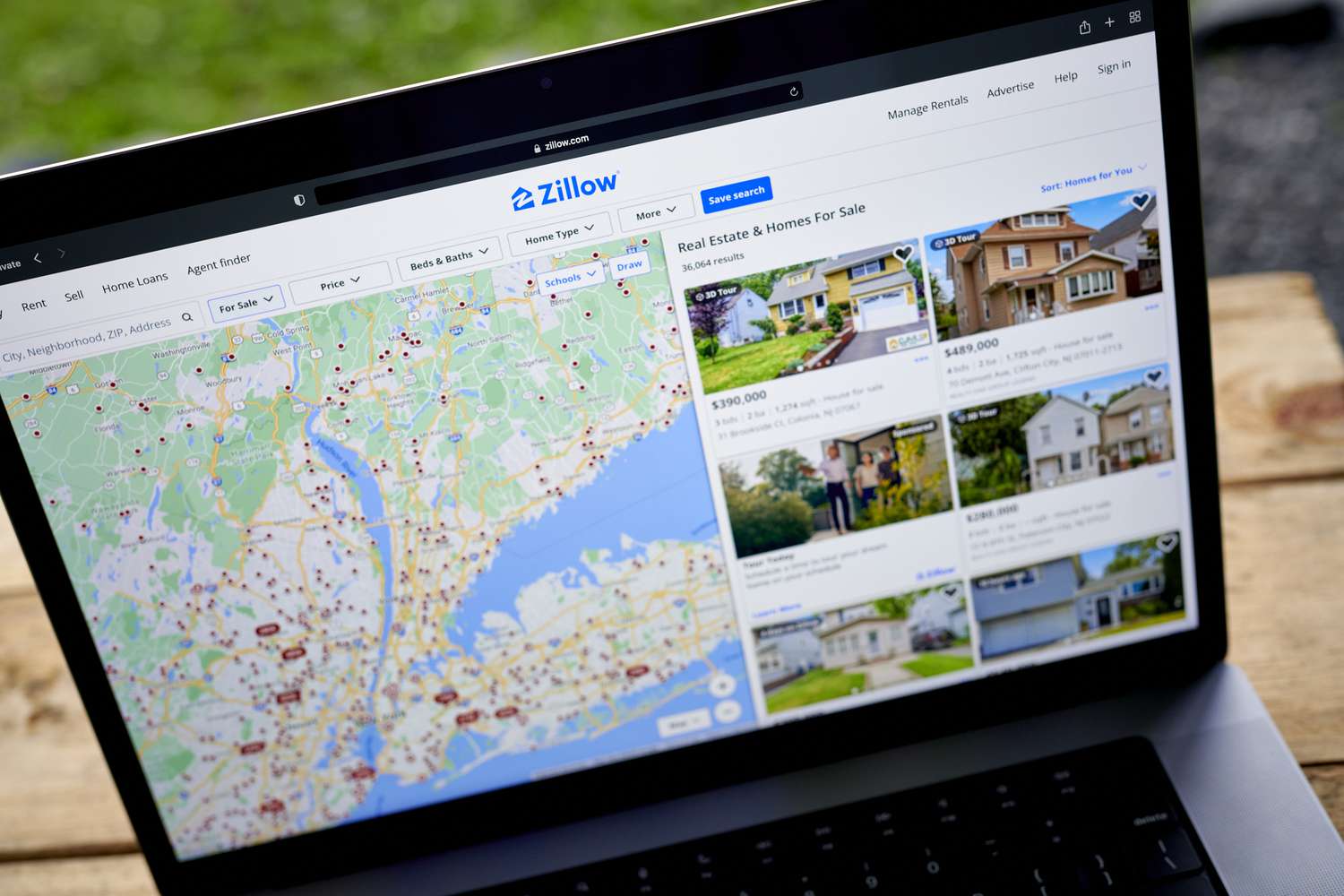 The Zillow website on a laptop 