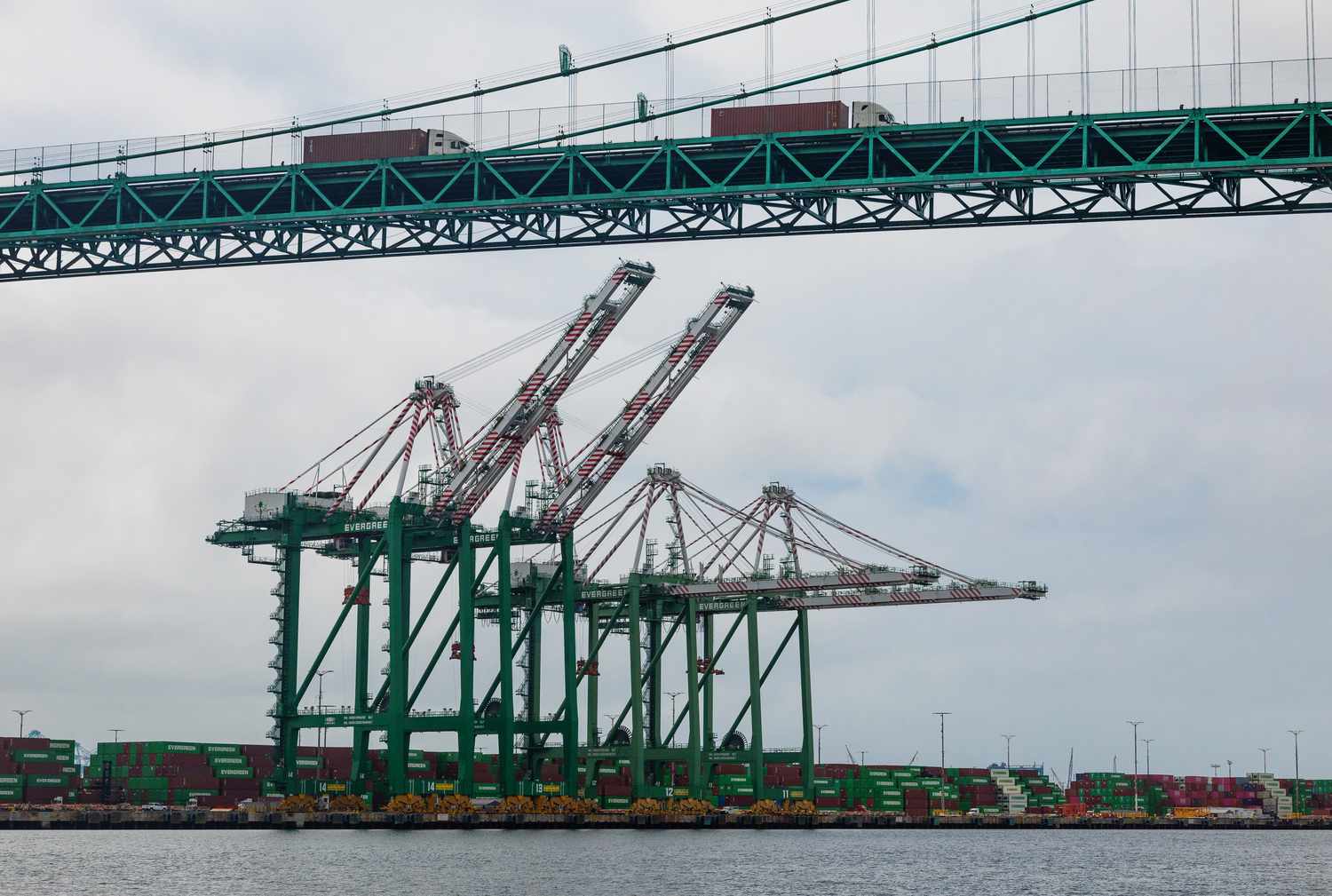 Idle gantry cranes at the Port of Los Angeles in Los Angeles, California, US, on Monday, May 12, 2025. 