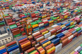 Aerial perspective of a container port, shenzhen, china
