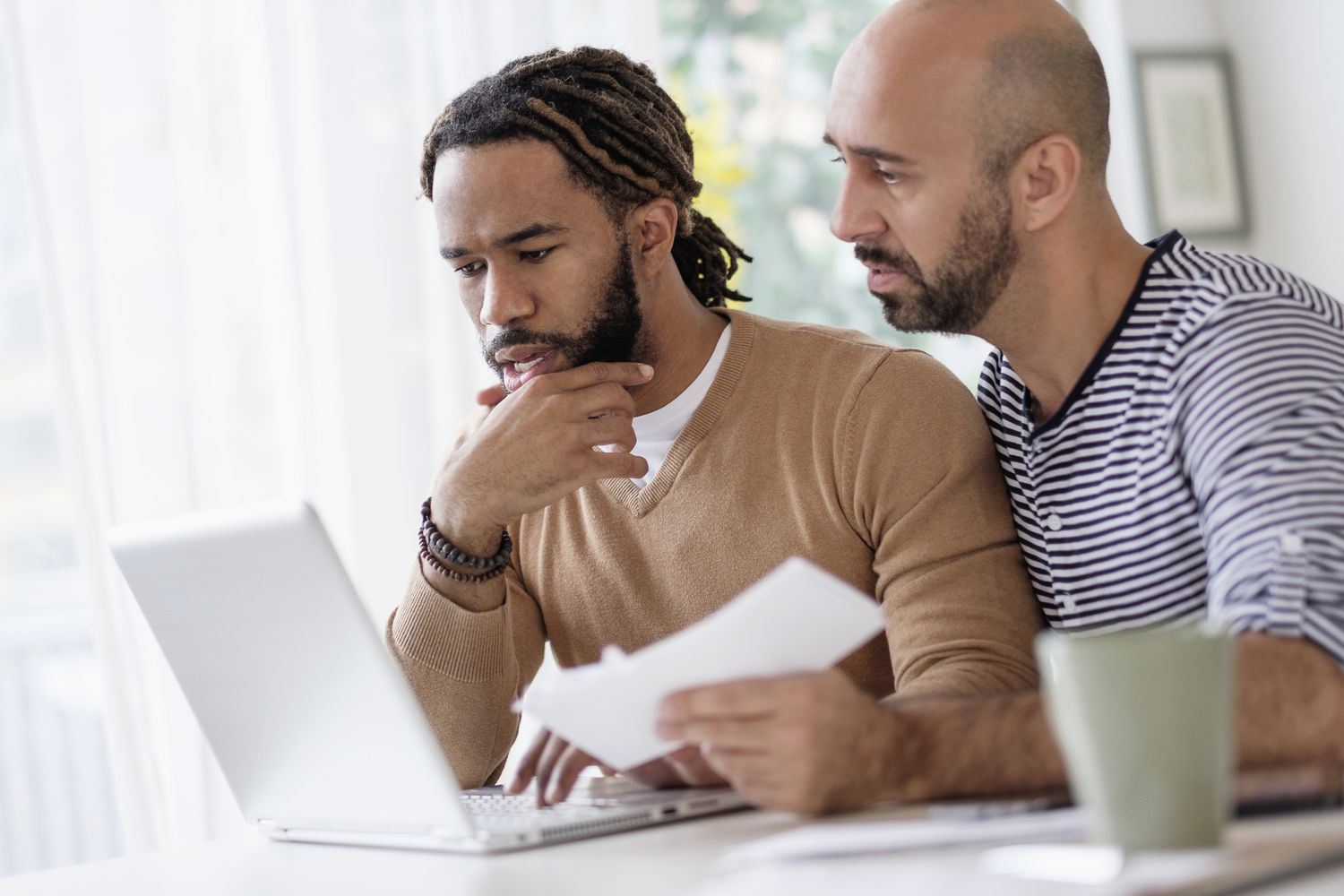 Couple paying bills