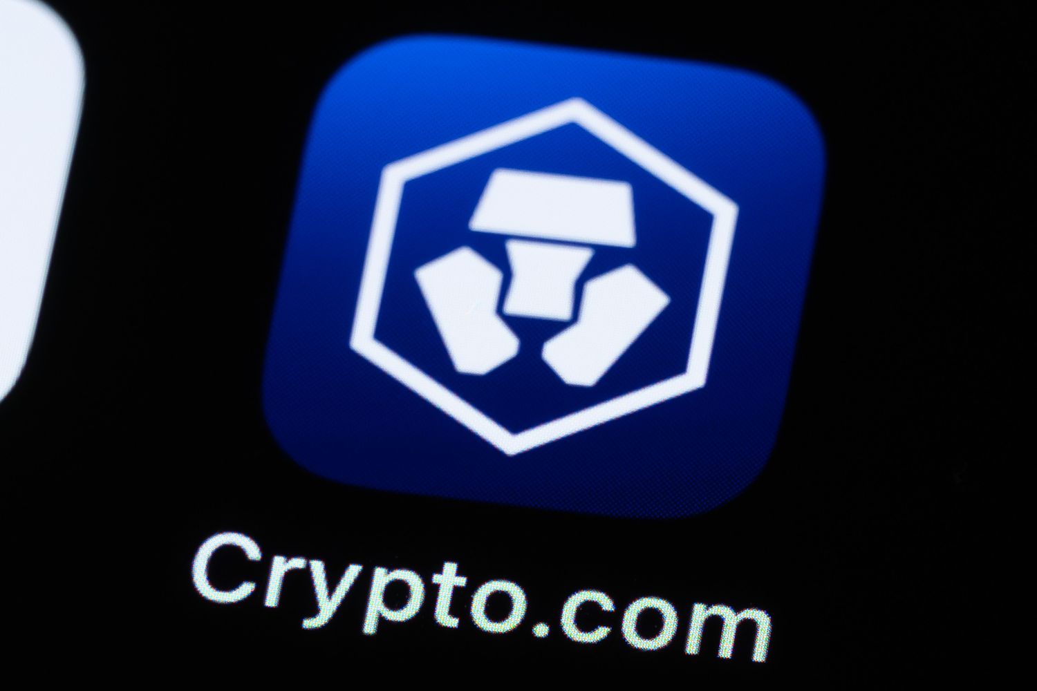 Cryptocurrency exchange Crypto.com's logo on an app icon on a smartphone