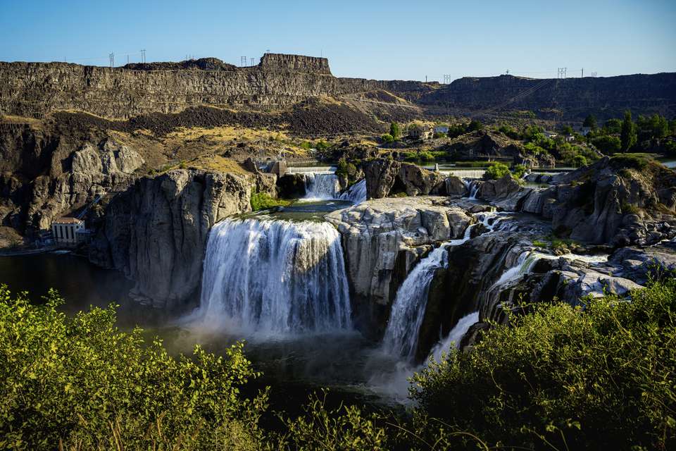 Shoshone Falls on the Snake River carving through a deep Basalt Canyon in Magic Valley, Twin Falls, Idaho, USA