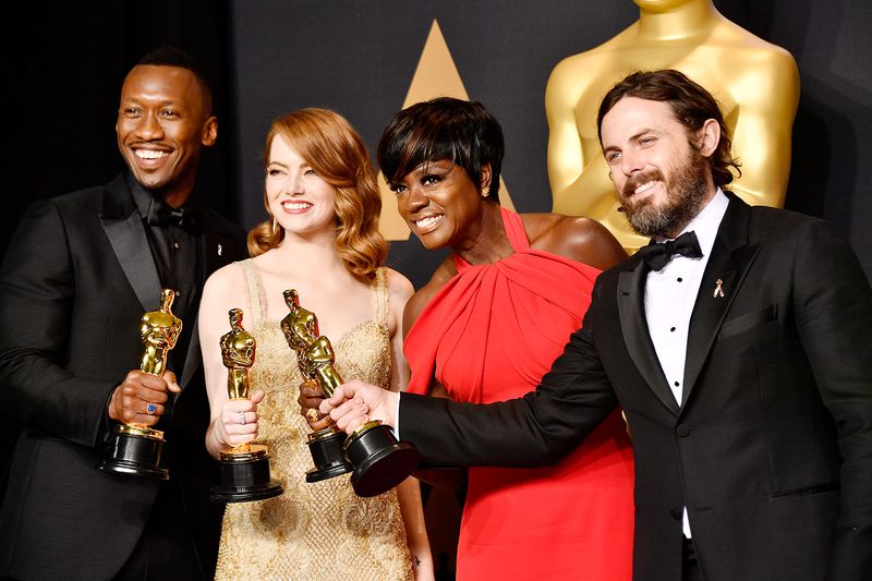 Mahershala Ali, Emma Stone, Viola Davis and Casey Affleck at the Oscars in 2017