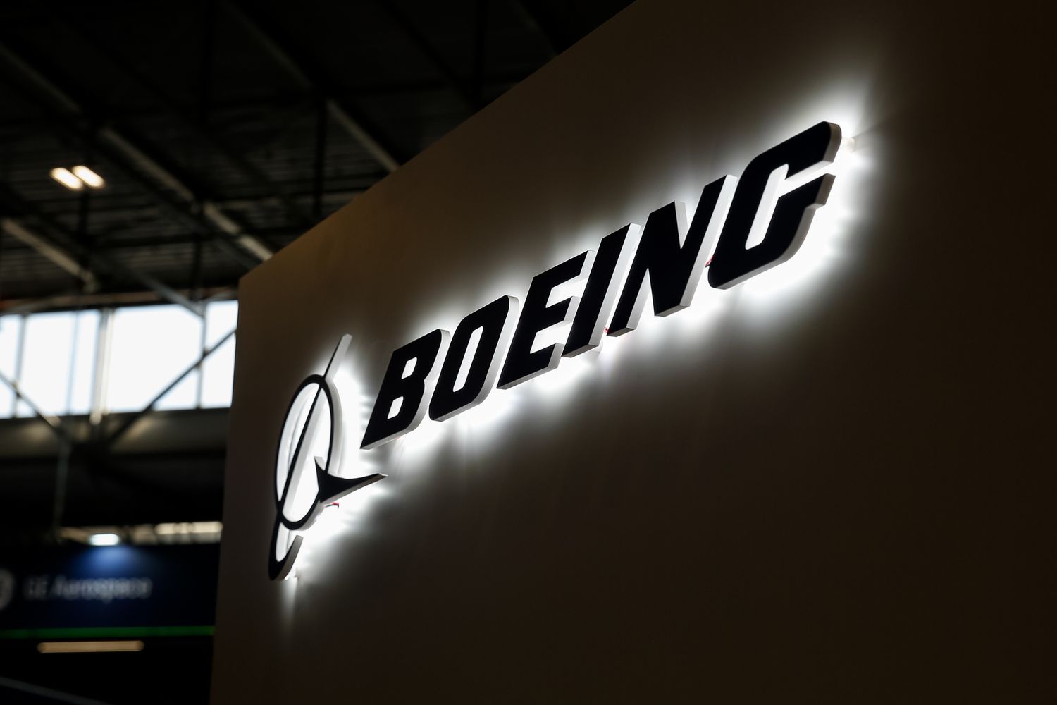 Boeing logo displayed at the 32nd International Defence Industry Exhibition.