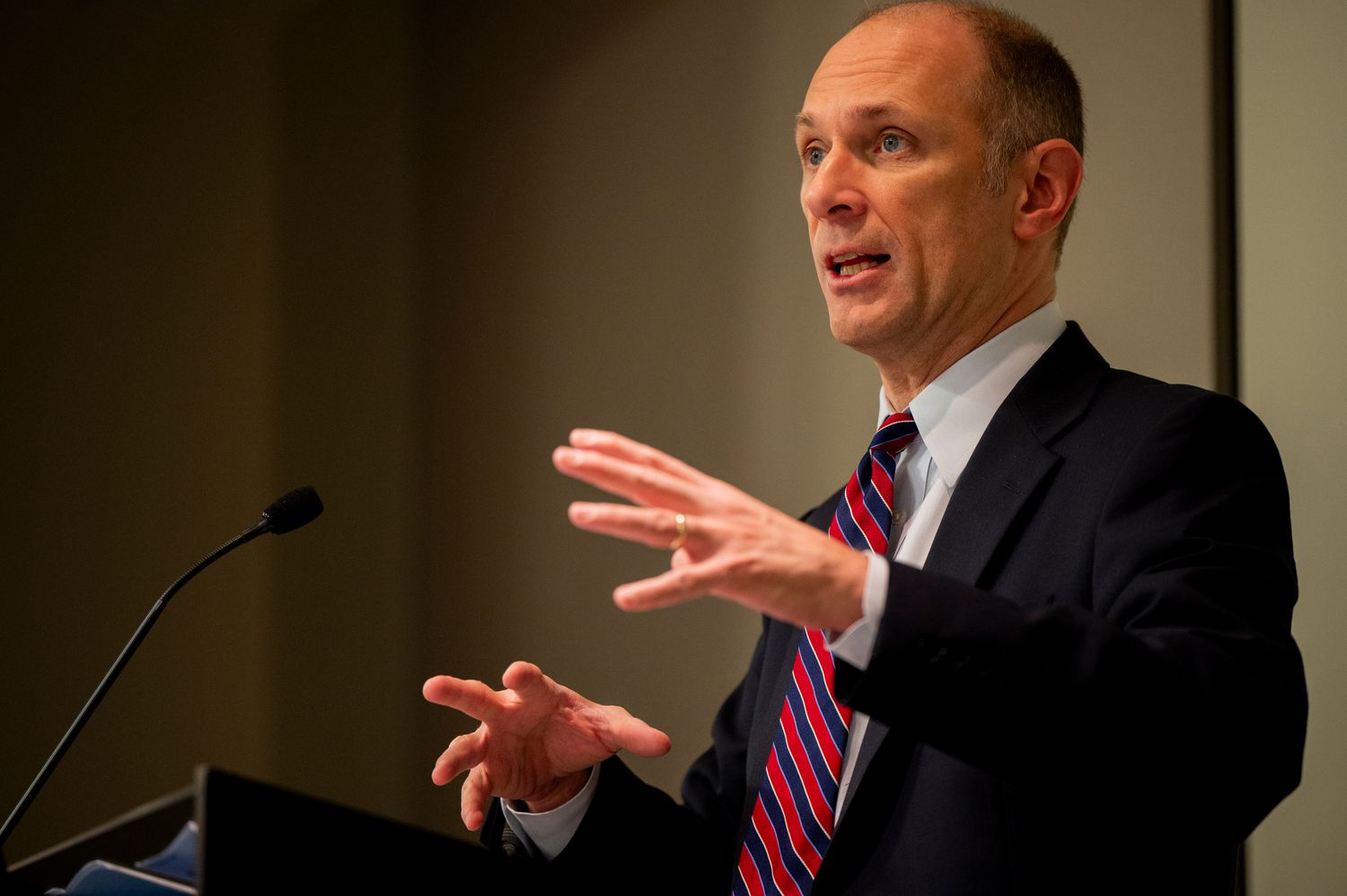 Austan Goolsbee, president and chief executive officer of the Federal Reserve Bank of Chicago, speaks during the Midwest Agriculture Conference at the Federal Reserve Bank of Chicago in Chicago, Illinois, US, on Tuesday, Nov. 28, 2023. 