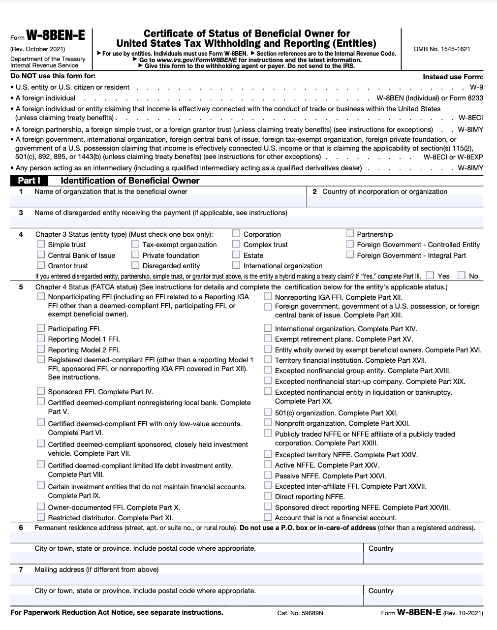 Form W-8BEN-E