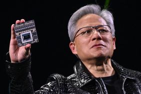 Nvidia CEO Jensen Huang addresses participants at the keynote of CES 2025 in Las Vegas, Nevada, on January 6, 2025.