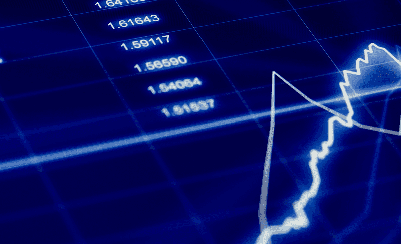 Line chart on a blue background