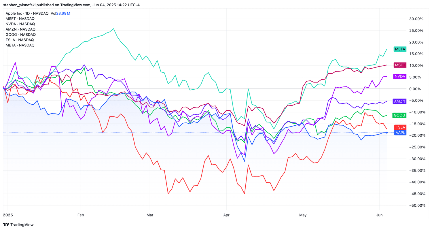 Magnificent 7 stock price chart YTD