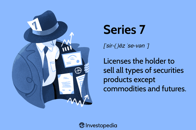 Series 7: Licenses the holder to sell all types of securities products except commodities and futures.