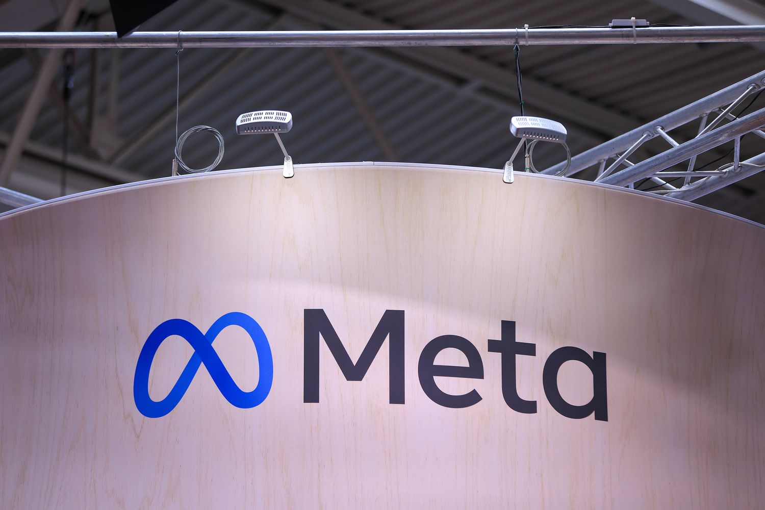 The Meta log on display at an event.