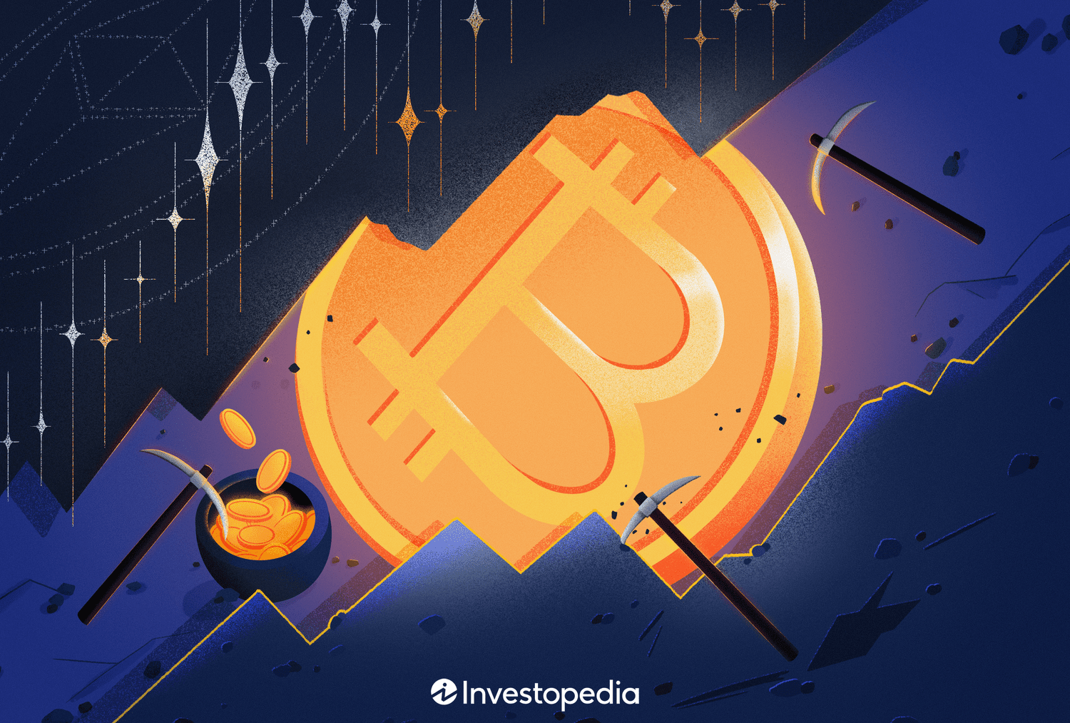 illustration of bitcoin, ethereum, mining