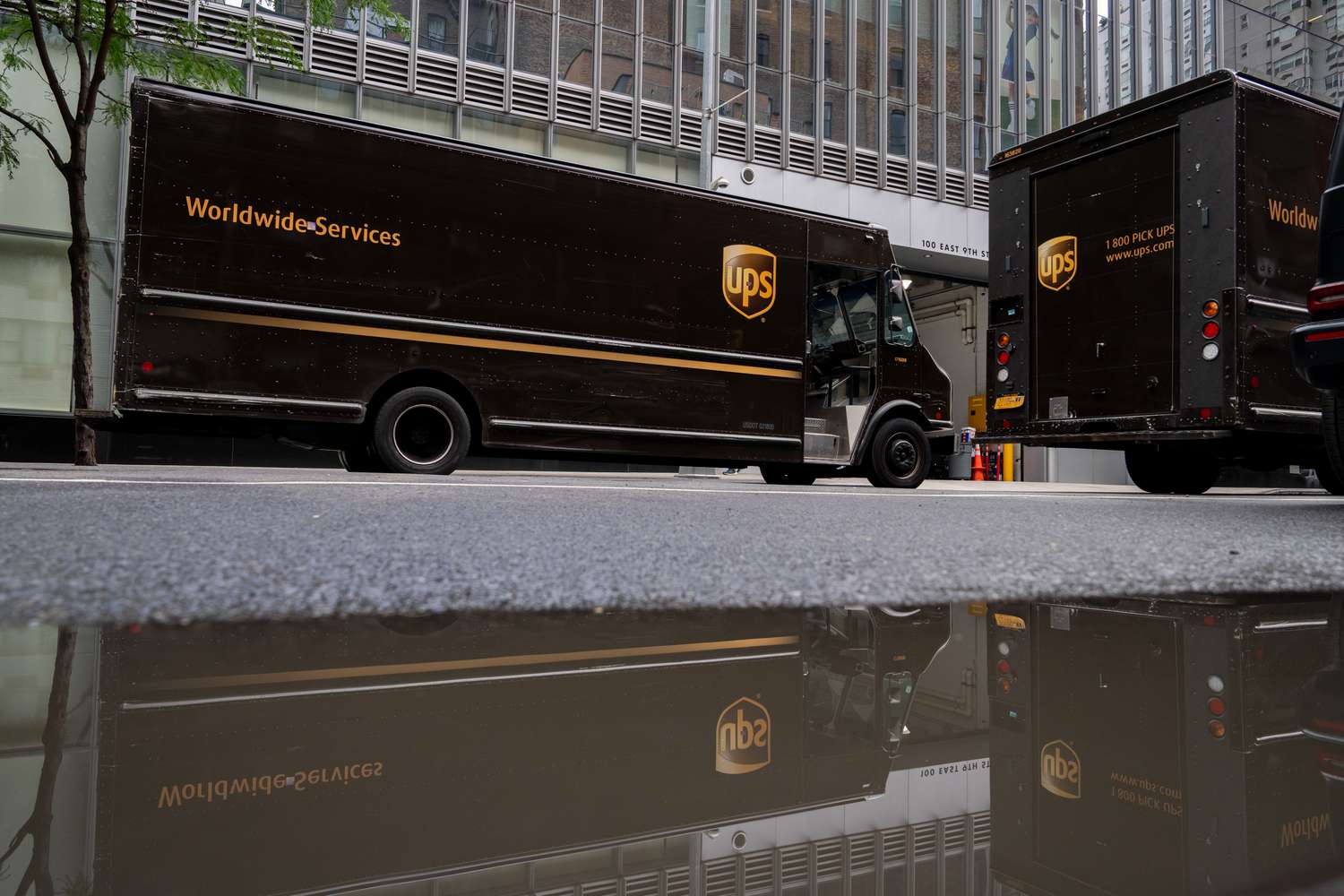 UPS delivery trucks in New York