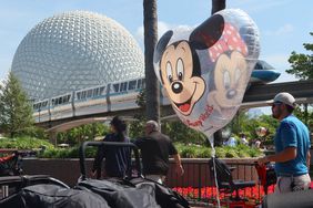A clear balloon with Mickey Mouse on it is seen outside Epcot at Walt Disney World.