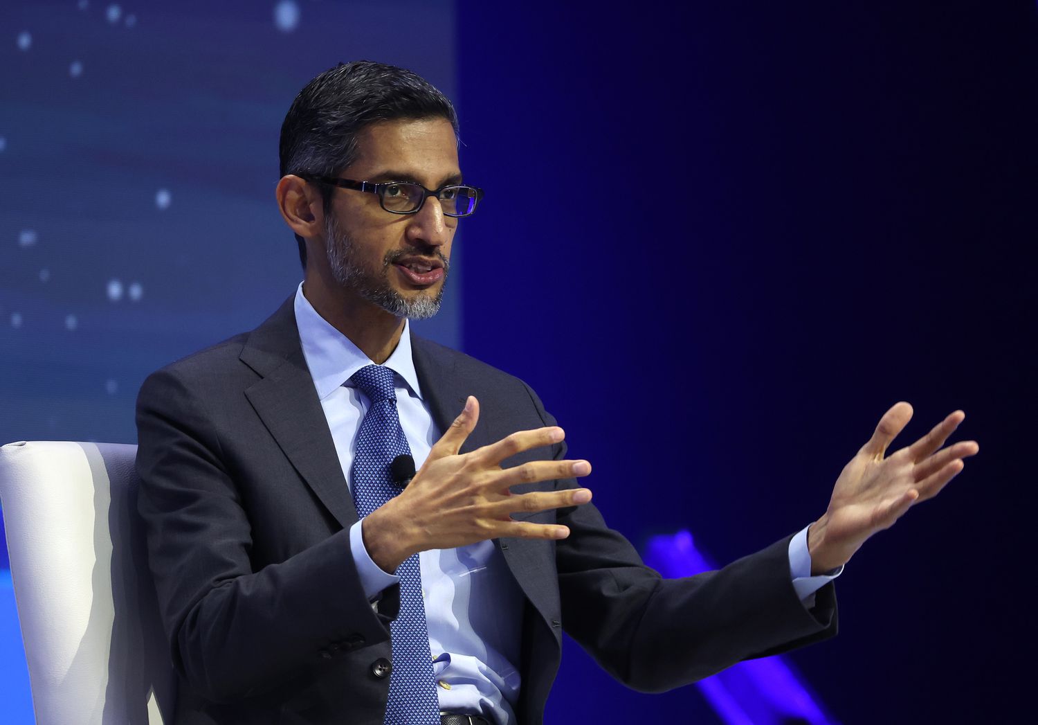 Google CEO Sundar Pichai speaking at event in November