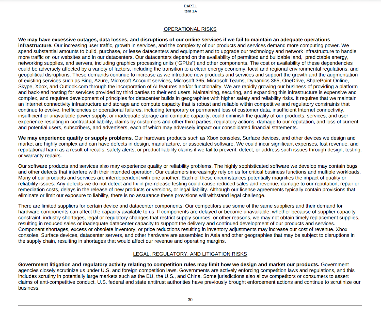 Microsoft 2023 10-K Operational Risks
