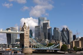 Skyscrapers and commercial buildings, beyond Tower Bridge, in the City of London, UK, on Monday, June 2, 2025. 