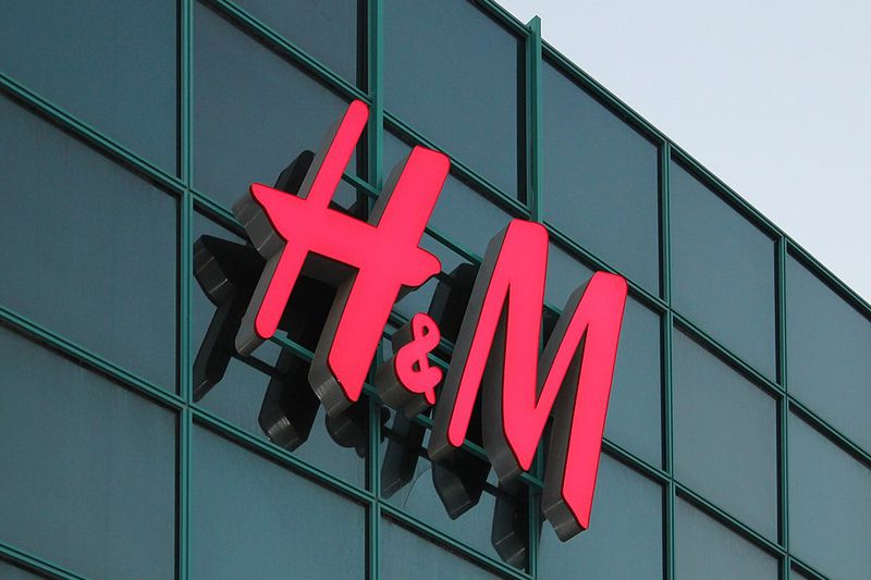 H&M logo on mall's wall in Israel