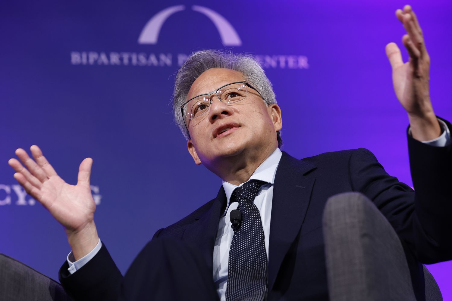 NVIDIA founder, President and CEO Jensen Huang speaks about the future of artificial intelligence and its effect on energy consumption and production at the Bipartisan Policy Center on September 27, 2024 in Washington, DC. 