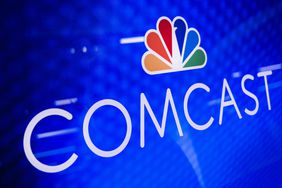 A Comcast logo is displayed at Comcast Center in Philadelphia