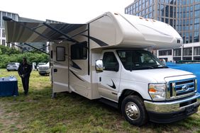A 2025 Winnebago Minnie Winnie during a Great American Road Trip Expo hosted by the Department of Transportation in Washington, D.C., on May 29, 2025